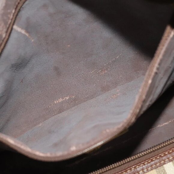 Burberrys Nova Check Boston Bag PVC 2way Beige Gold Auth 117842 - Picture 11 of 16